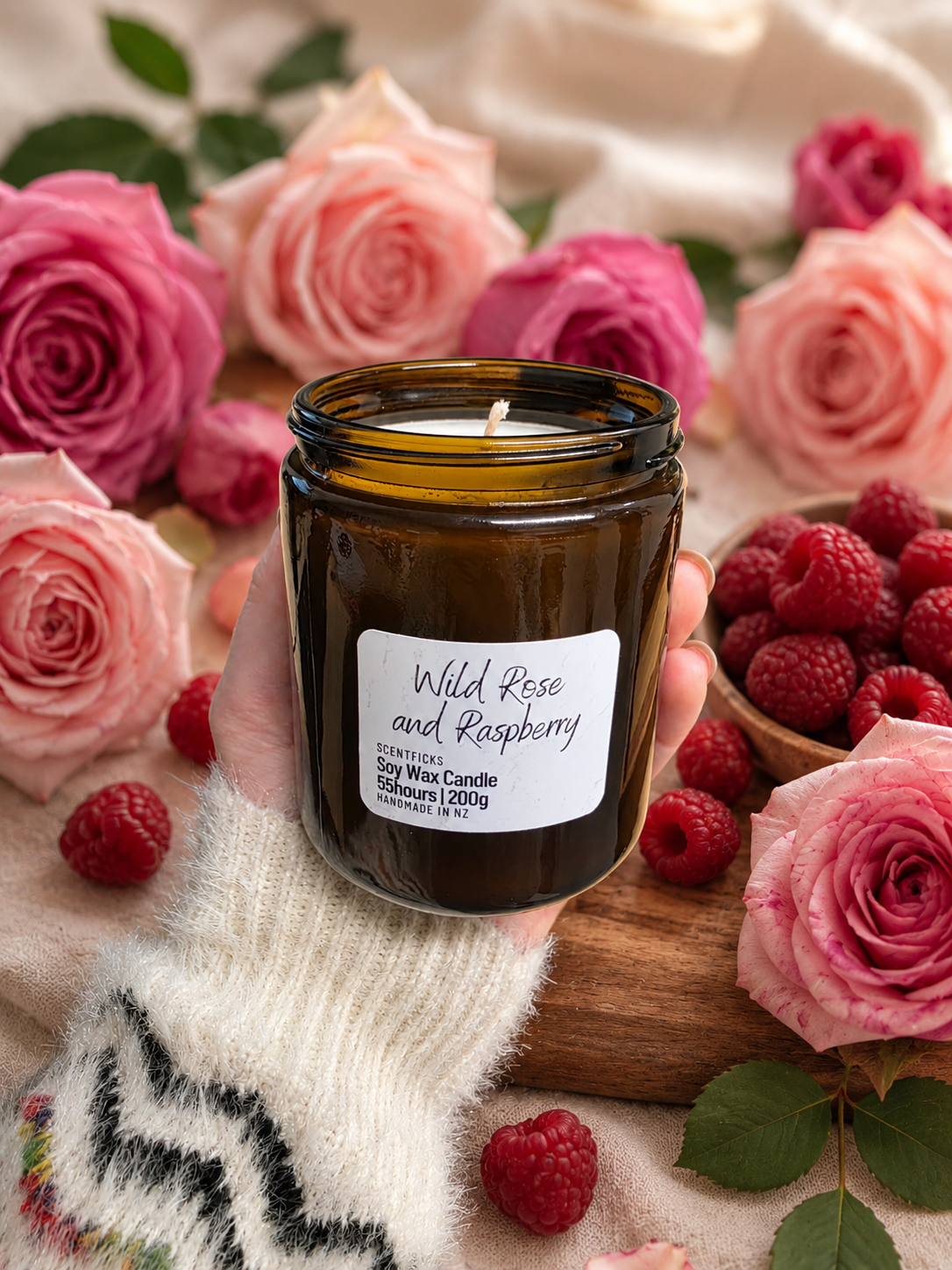 Soy Candle Wild Rose & Raspberry 200g