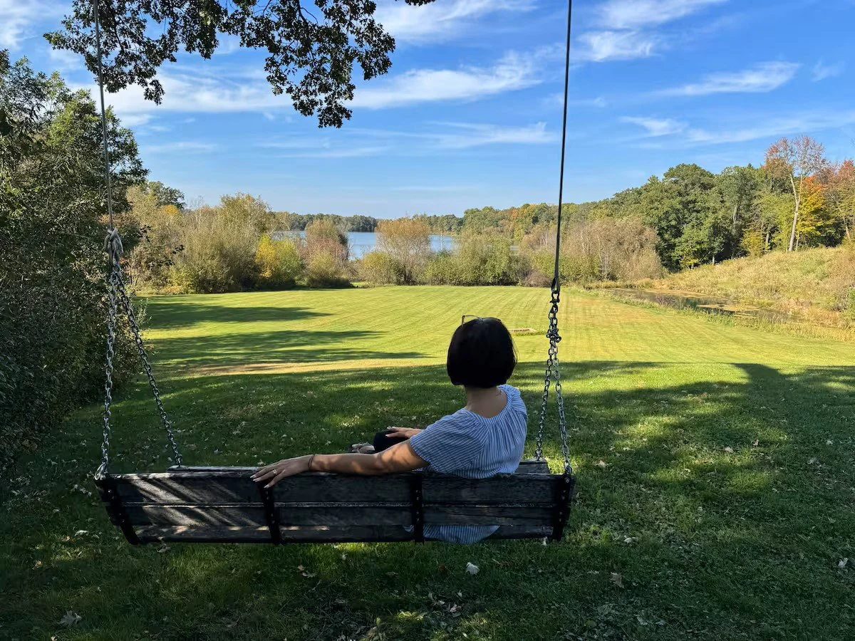 relaxing by the lake