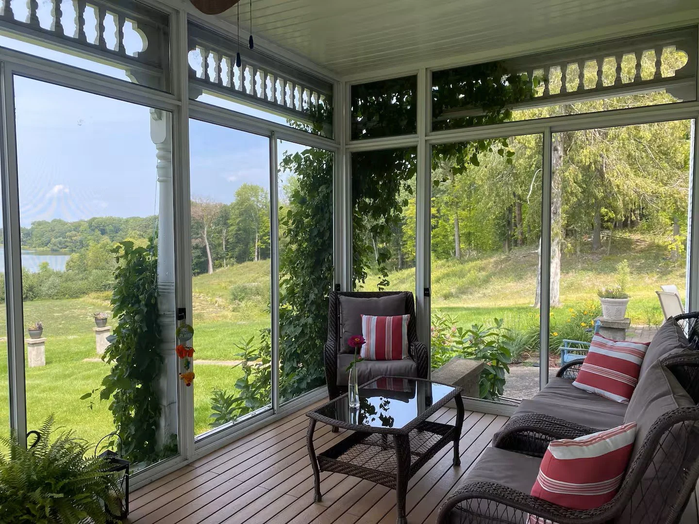 Covered patio overlooking the lake