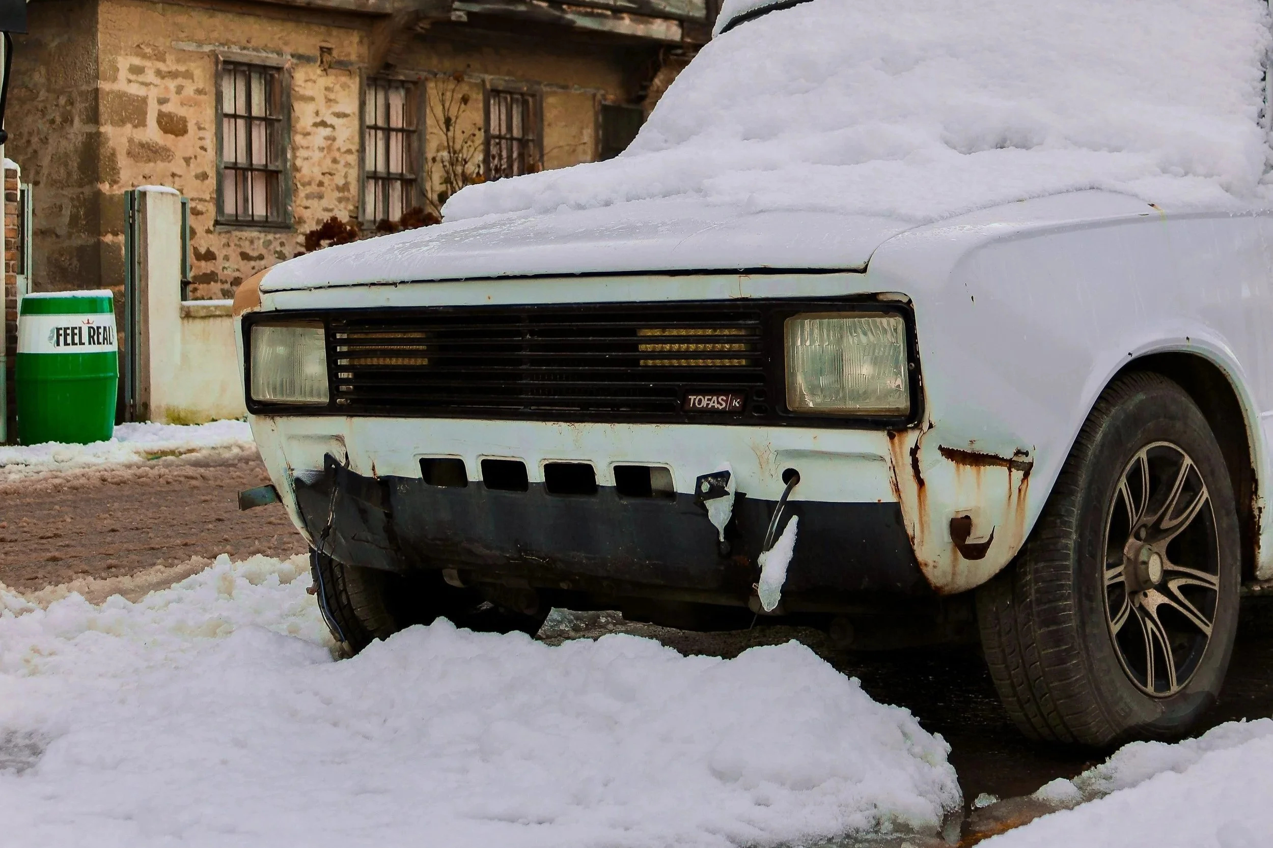 Paint corrosion caused by winter road salts.