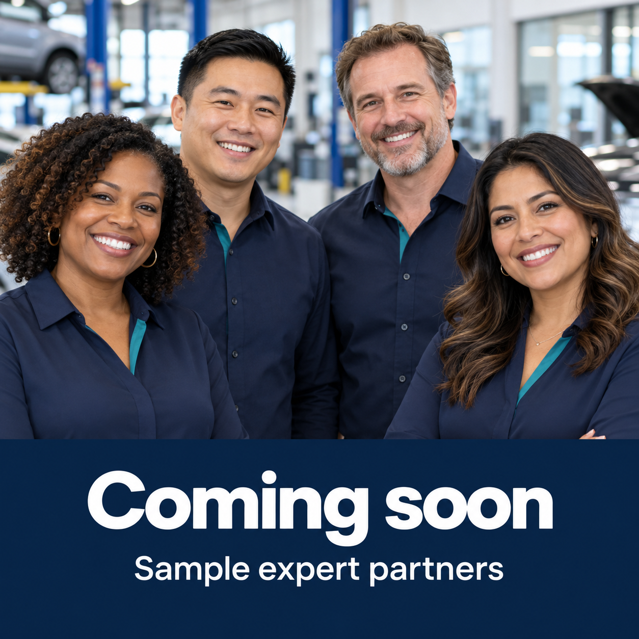 Coming soon — diverse fictional expert partner team; sample image for layout preview