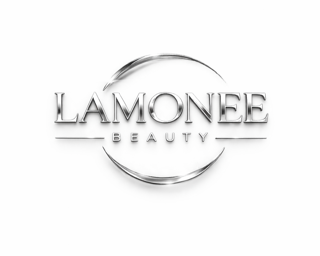 Lamonée Beauty logo with the text 'LAMONÉE BEAUTY' inside a silver circle