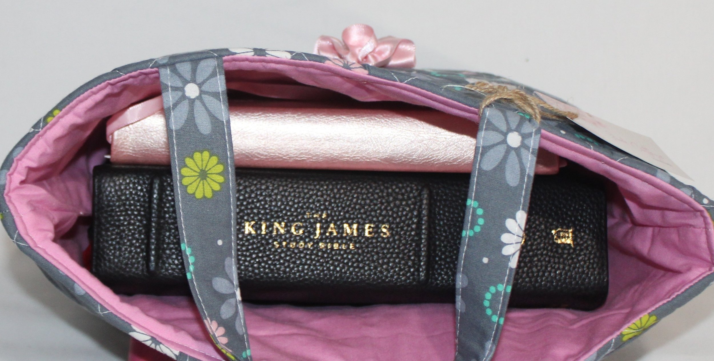 Study Bible placed inside the Phoebe Bible Sleeve to show fit and padding.