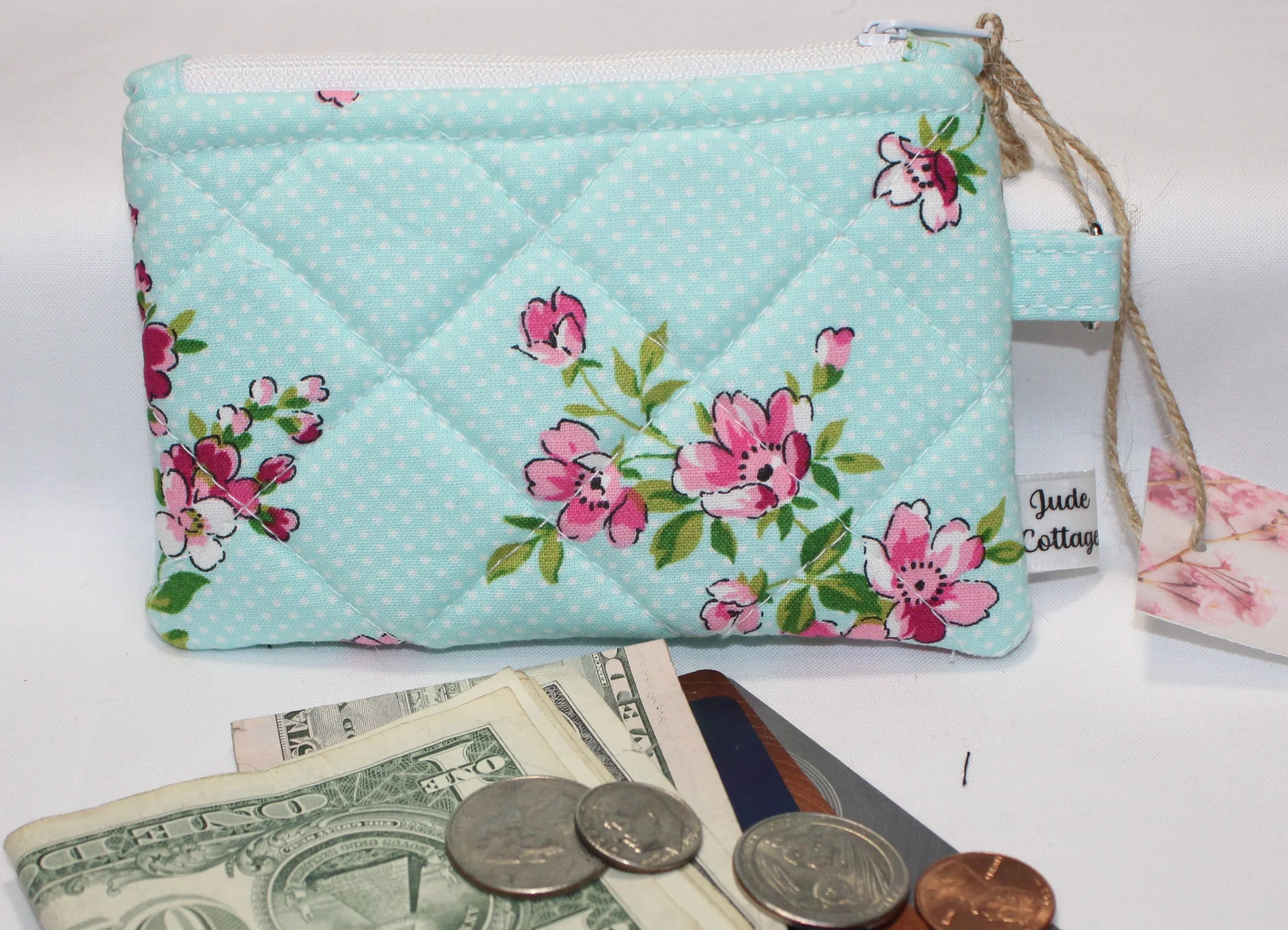 Blue Blossom Keychain Wallet