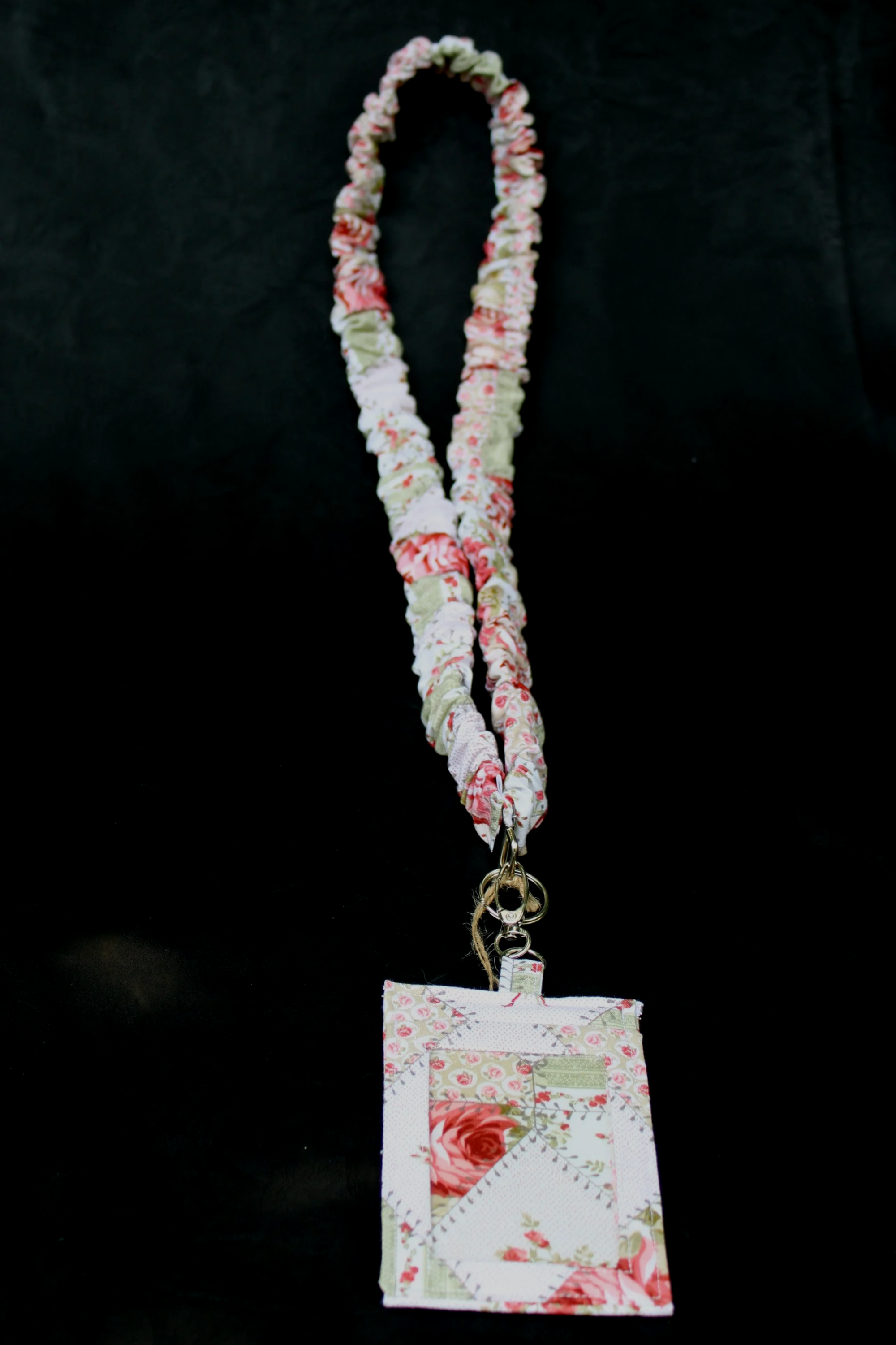 Front view of the Charity Scrunch Lanyard with Badge Holder featuring a clear ID pocket.