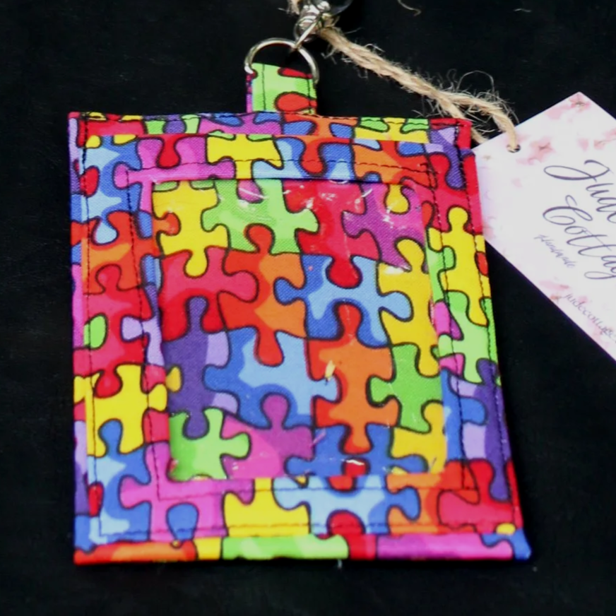 Autism Scrunch Lanyard with Badge Holder