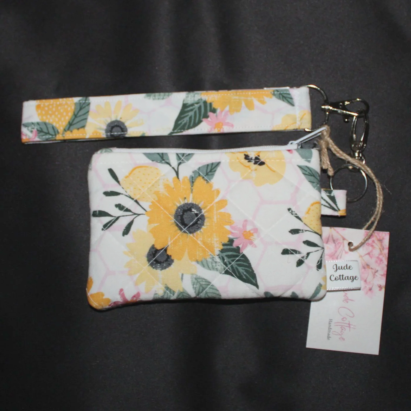 Honeycomb Sunflower Keychain Wallet Set