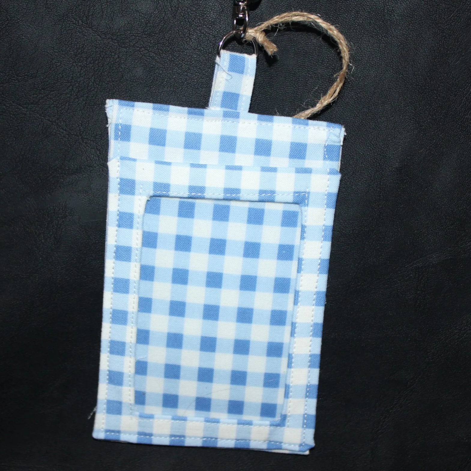 Empty front view of the Annabeth Scrunch Badge Holder featuring clear ID slot.