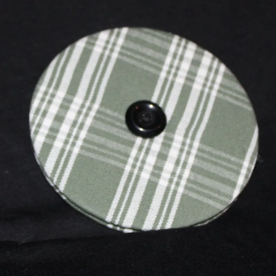 Front view of the Sage Plaid Card Holder featuring a dark sage and white plaid print.
