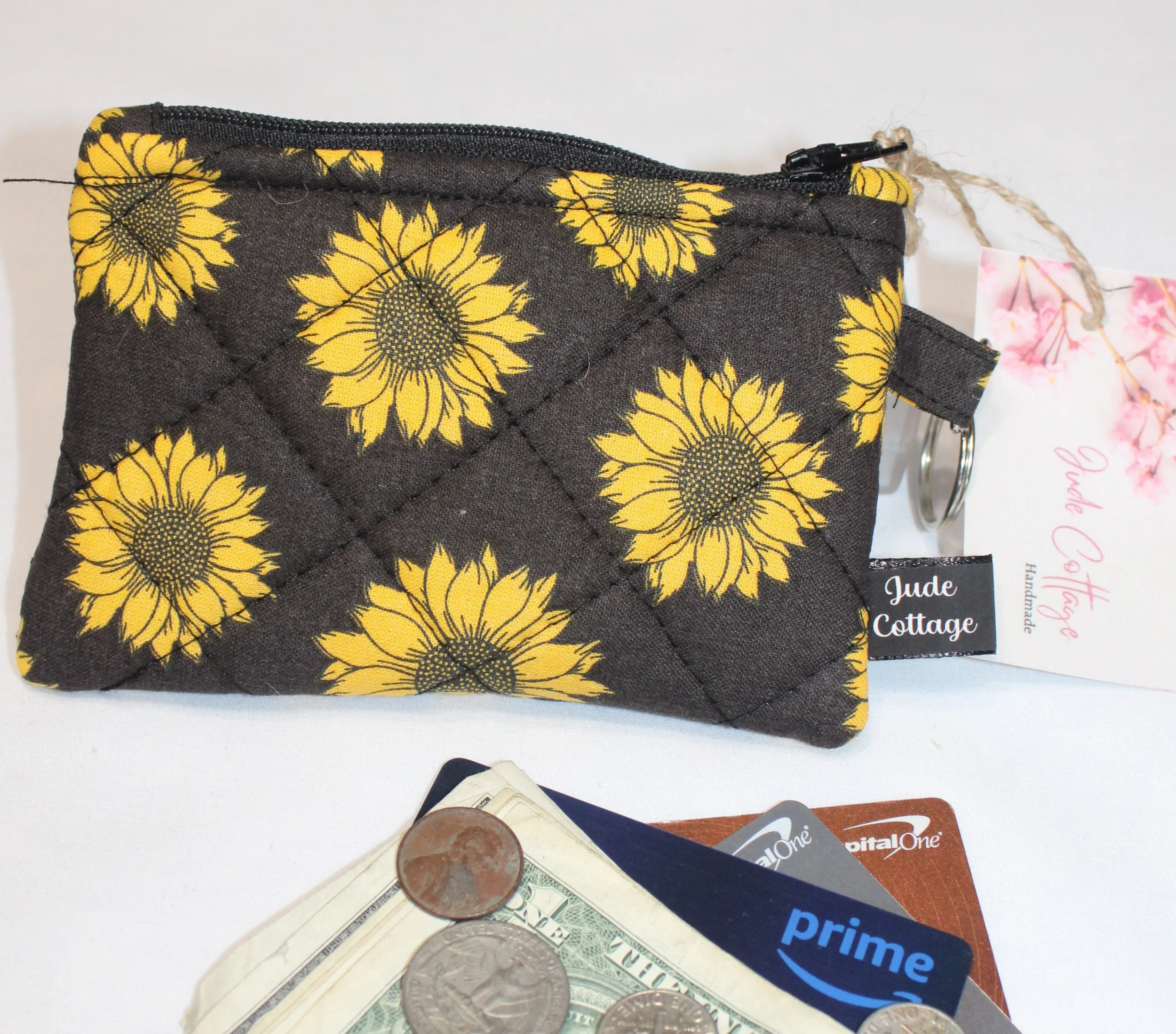 Midnight Sunflower Keychain Wallet