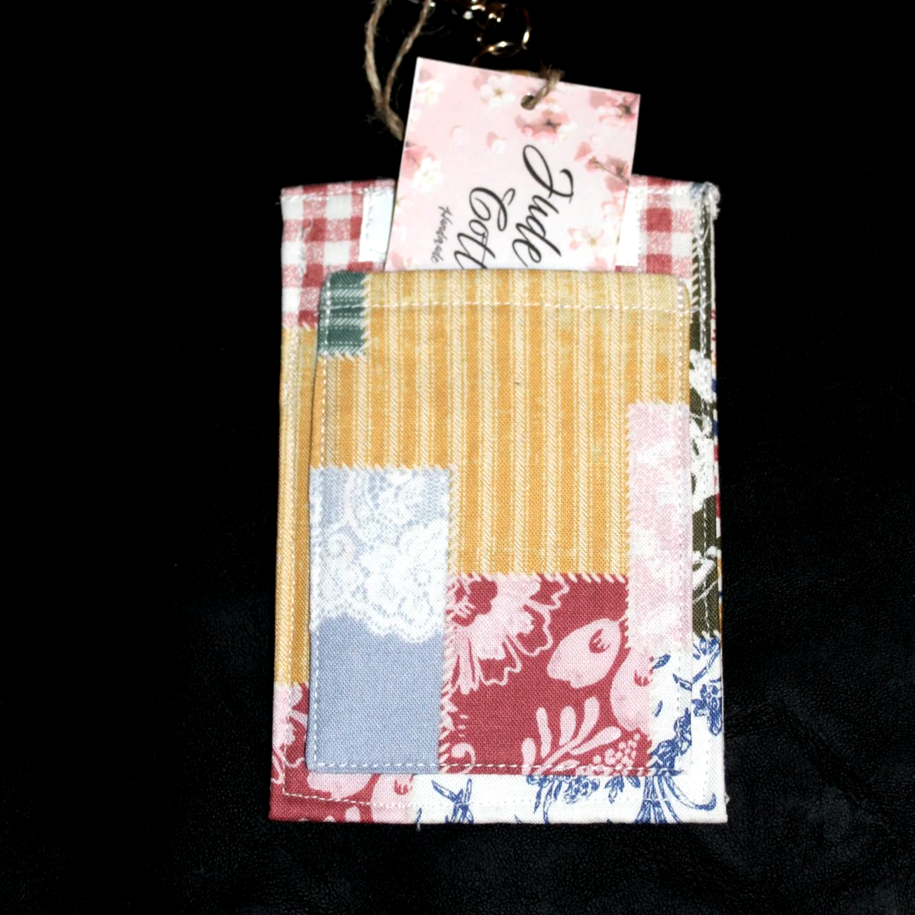 Back up-close view of the Serenity Badge holder with card partially inserted to show pocket.