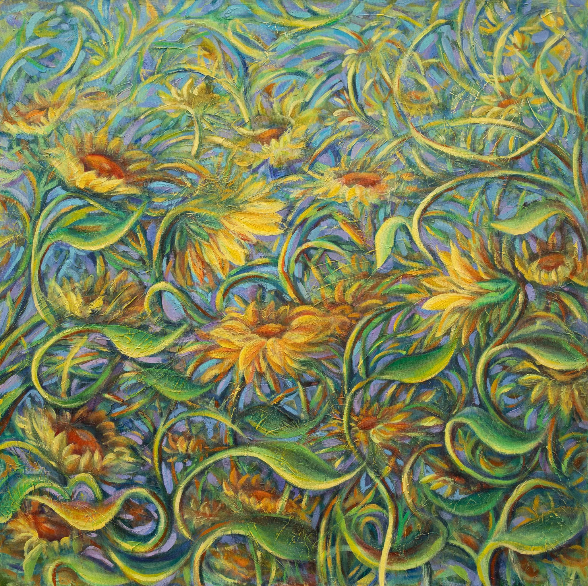 Flowers of the Sun, Oil on canvas, 36x36