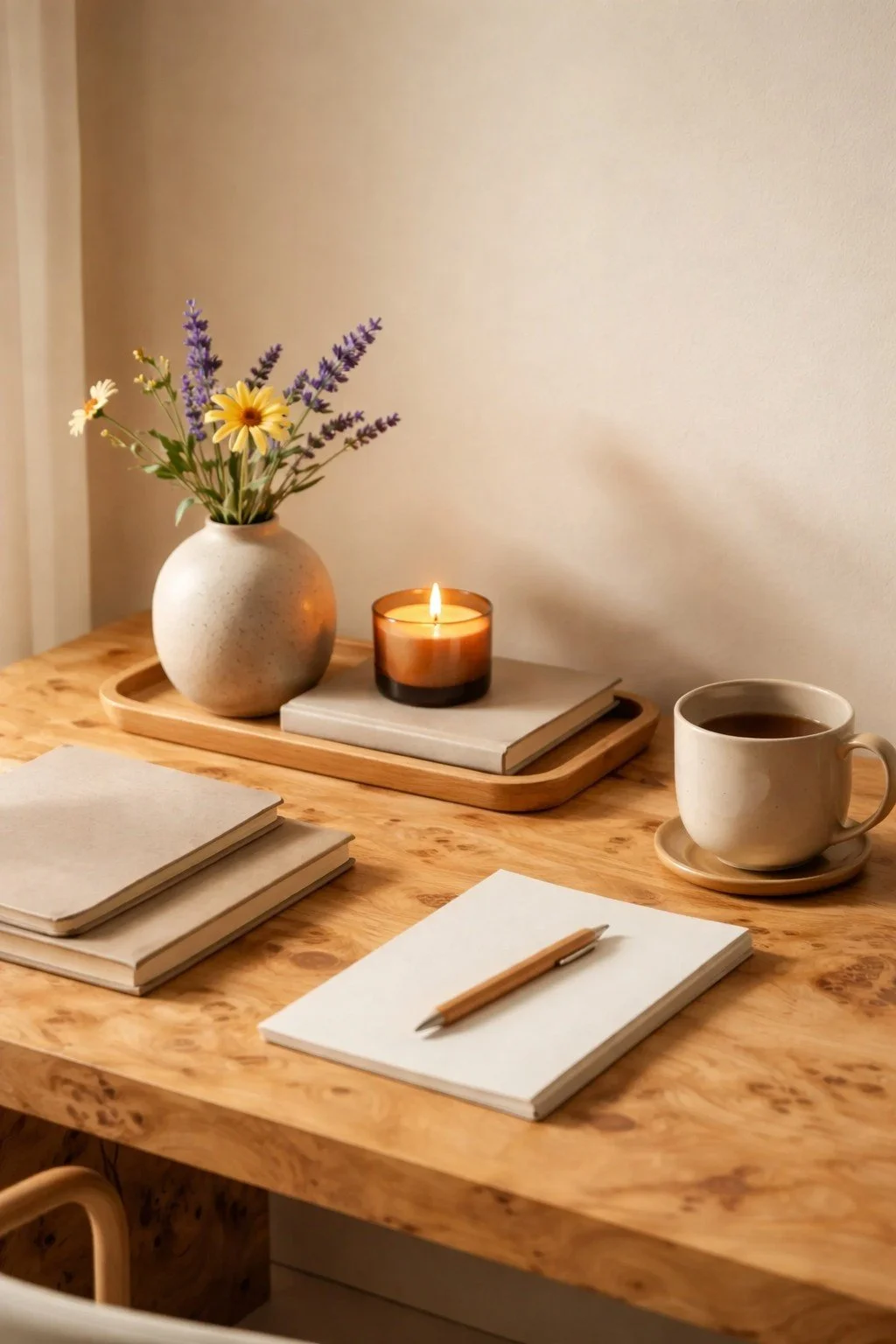 warm and inviting workspace representing online therapy and mental health support services