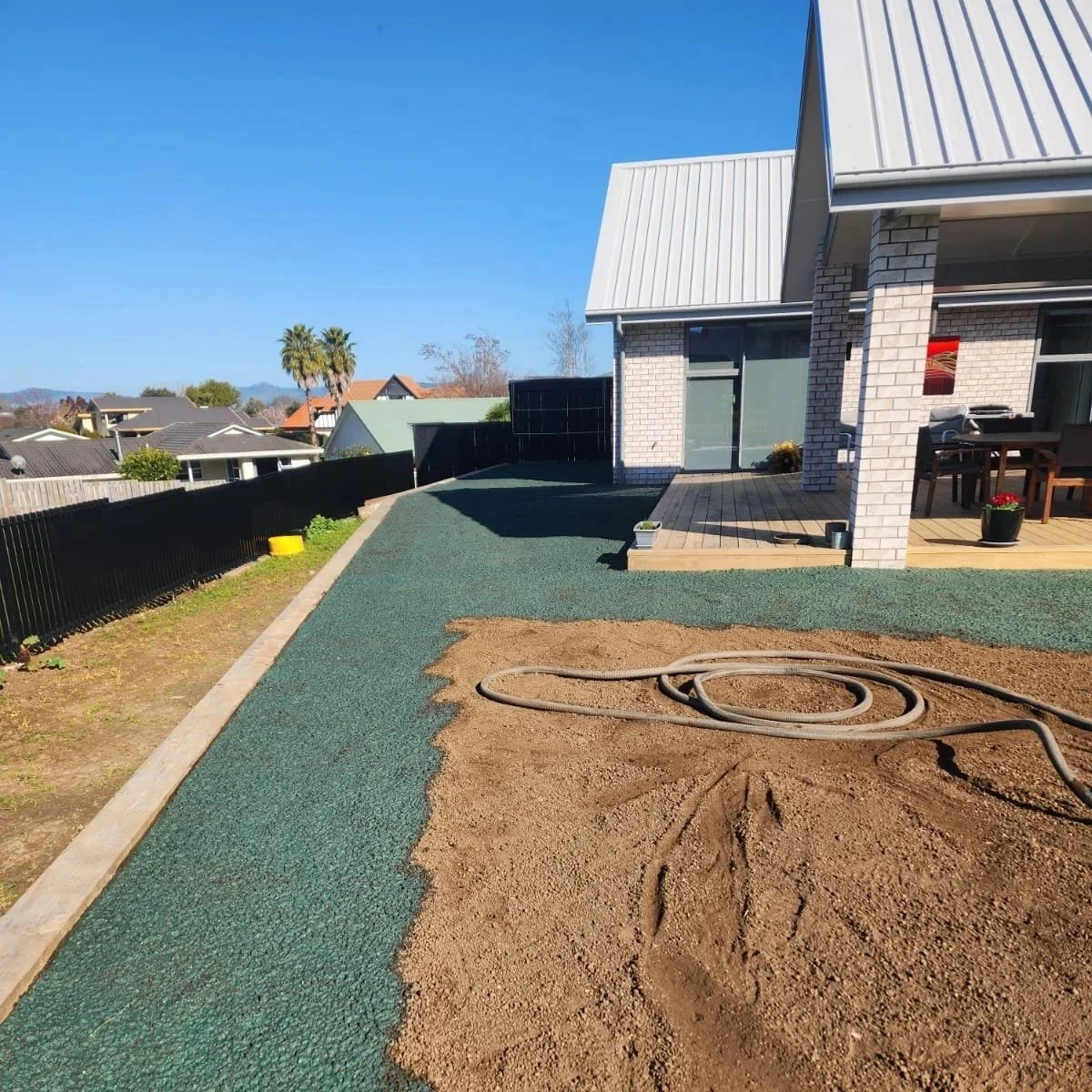 Hyrdoseeding at a residential property.