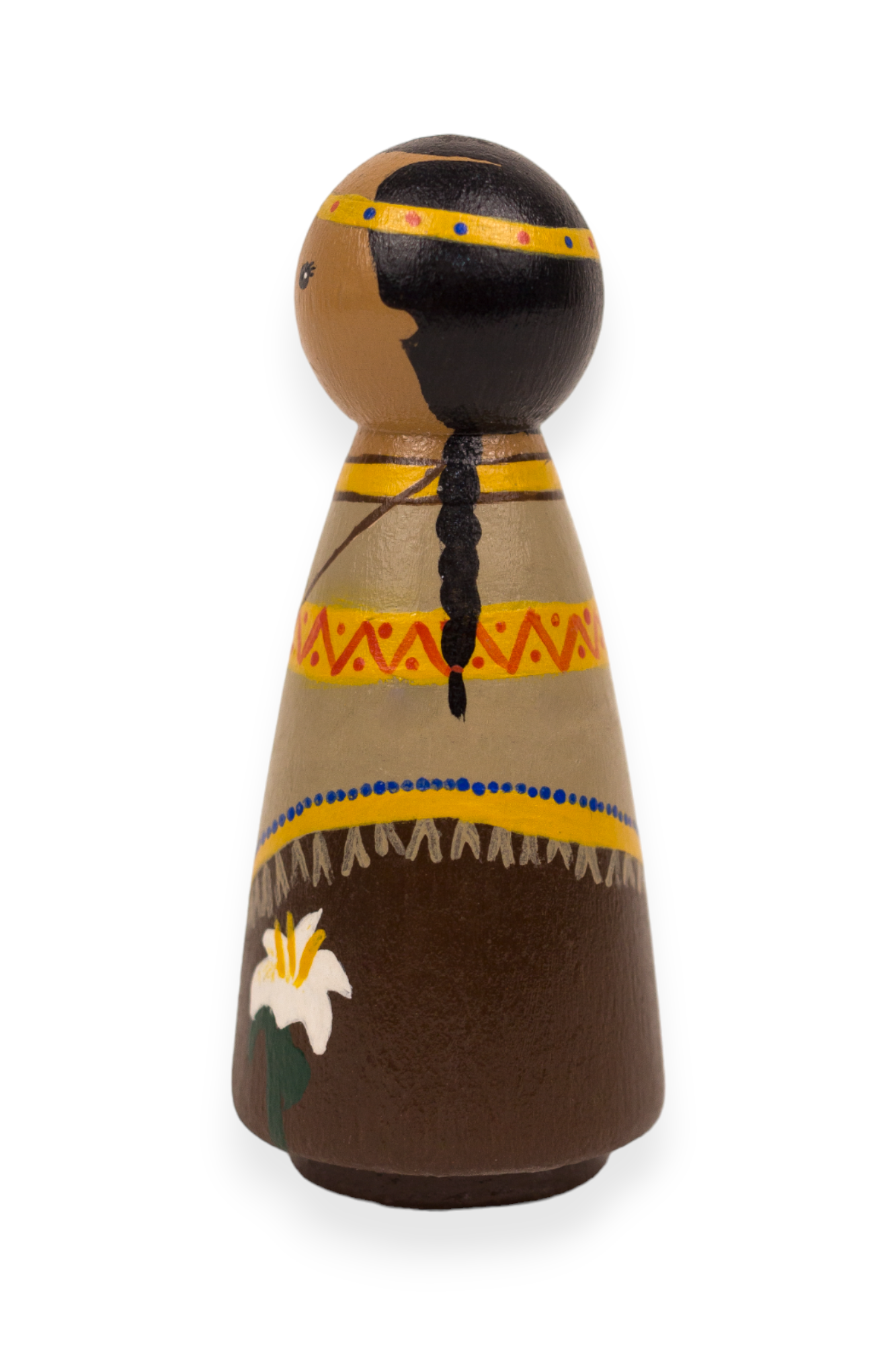 Wooden Peg Doll | St. Kateri Tekakwitha (Left)