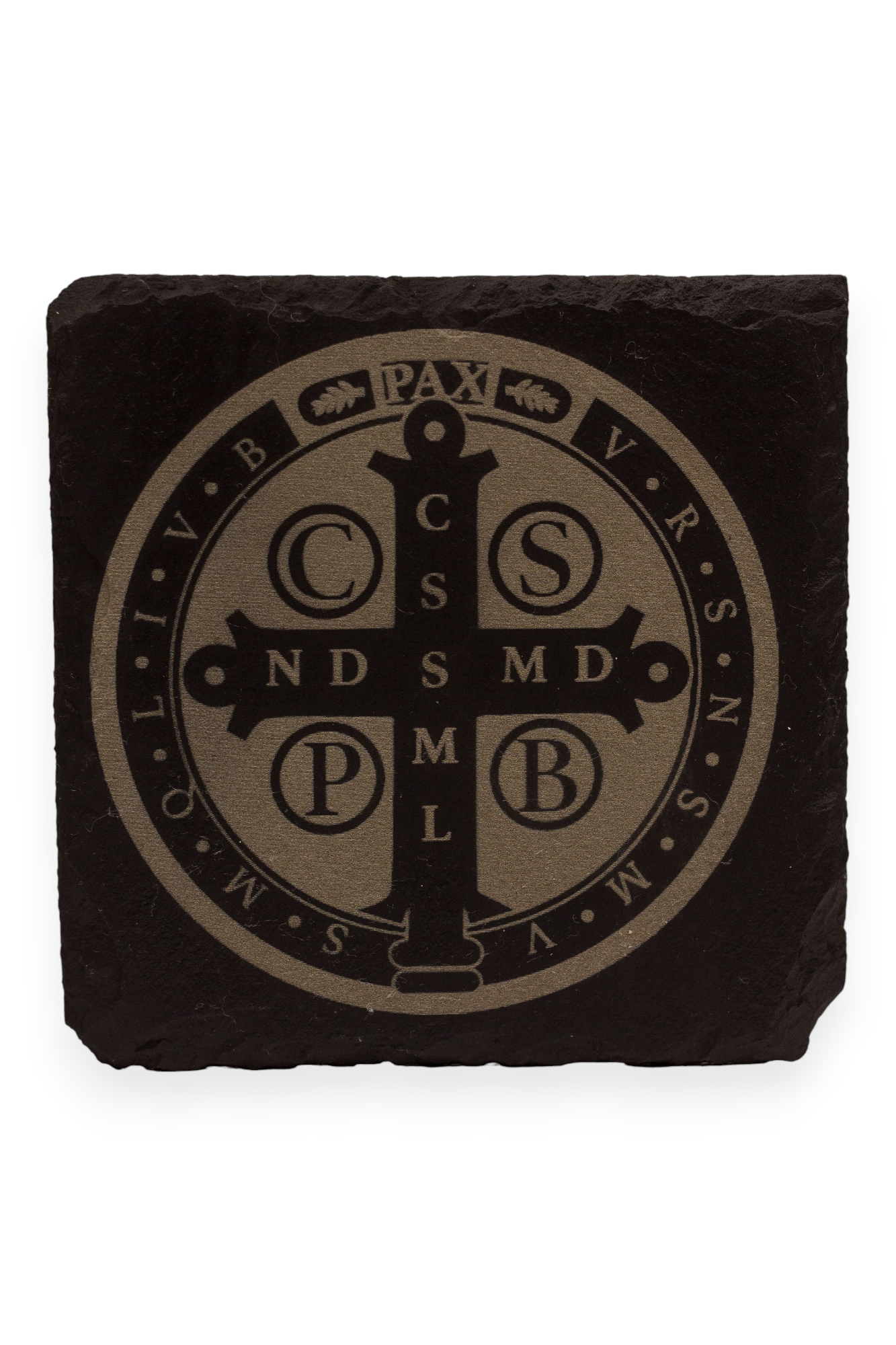 Slate Coaster | St. Benedict Medal (Back of Medal)