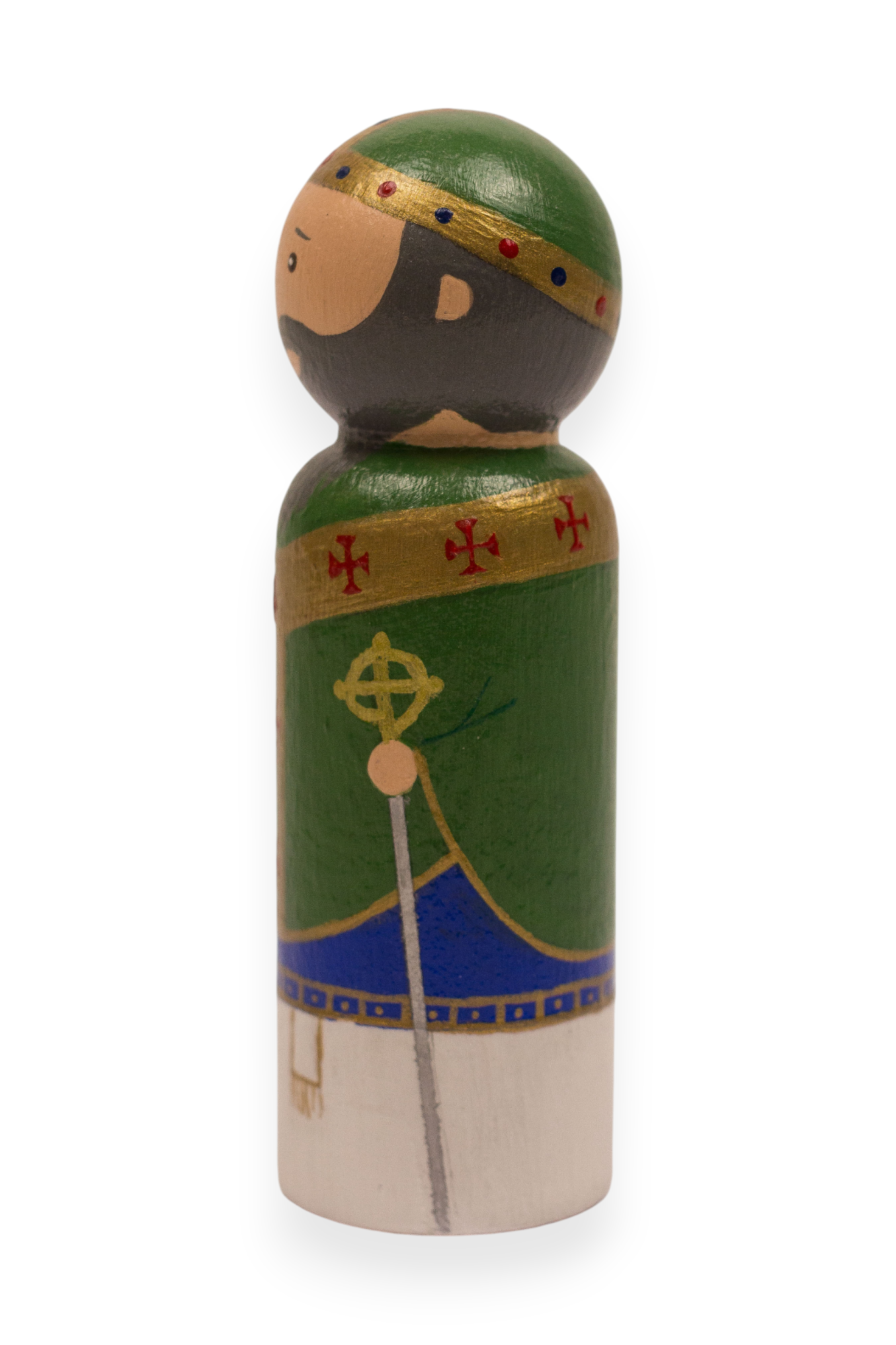 Wooden Peg Doll | St. Patrick (Left)
