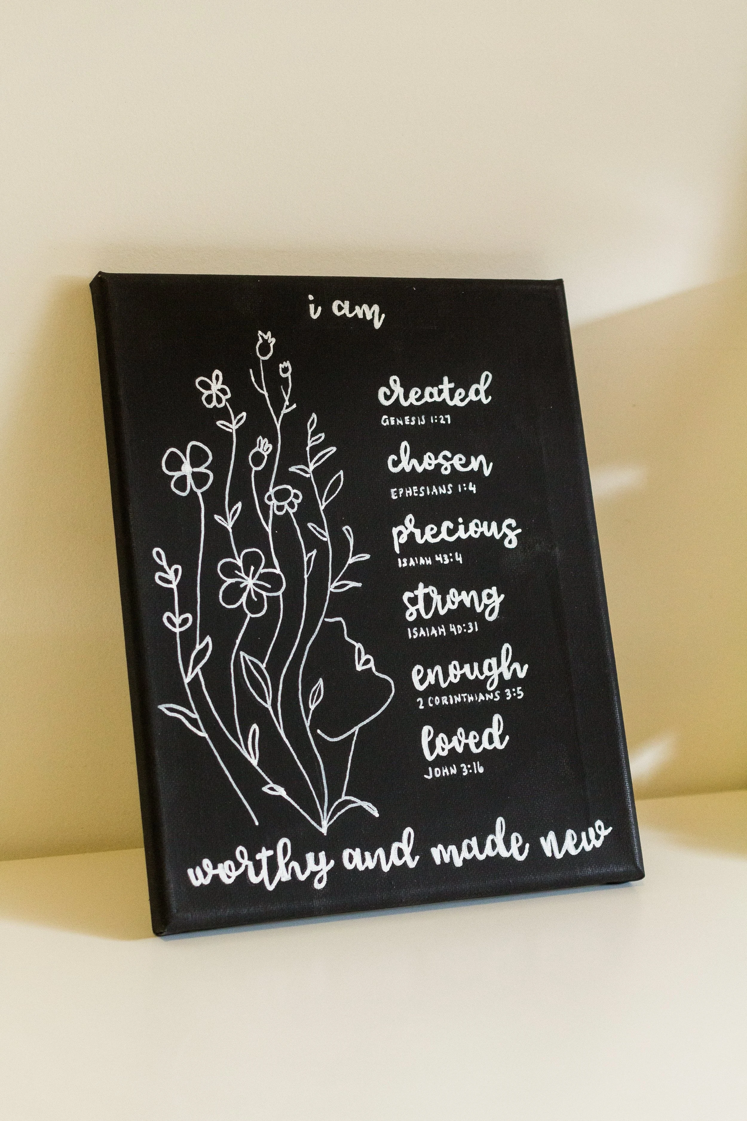 Hand Painted Canvas | Worthy and Made New (Lifestyle)