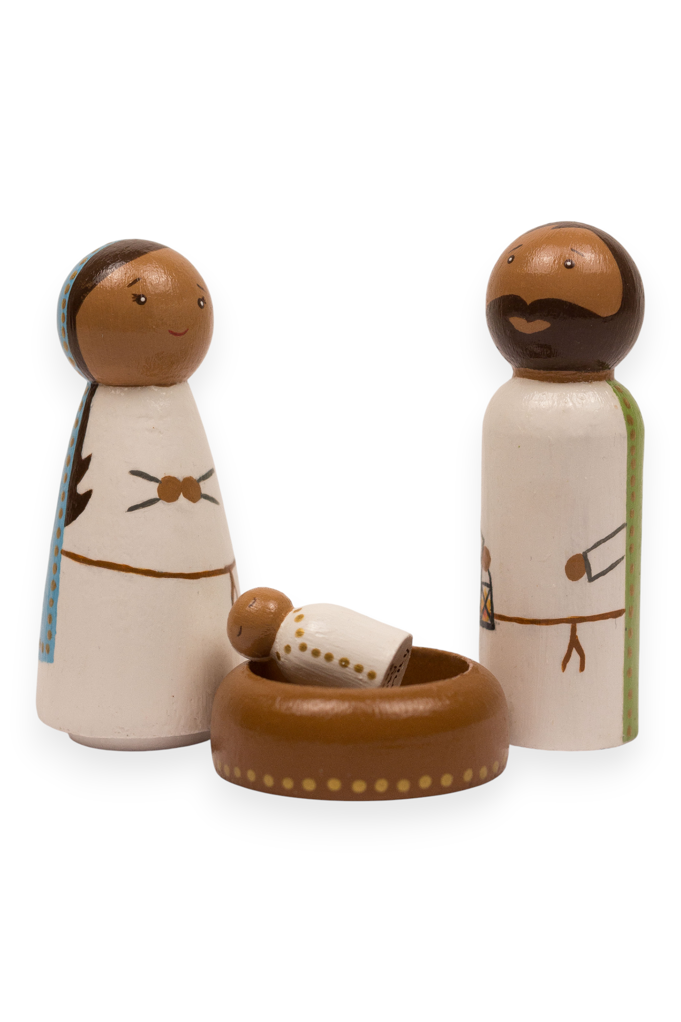 Wooden Peg Dolls | The Holy Family Nativity Set