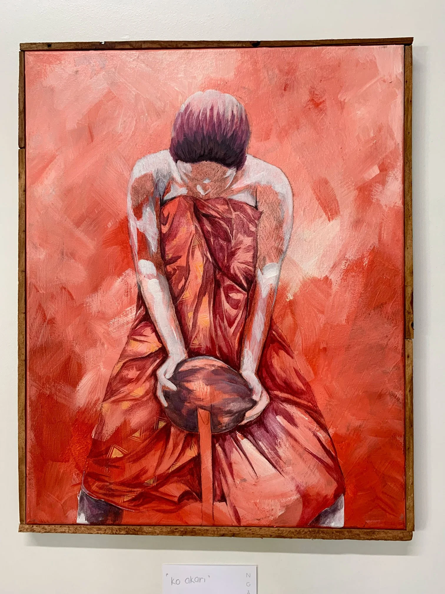 Ko Akari (husking coconut) – print on paper, A3, $50 NZD plus postage & handling