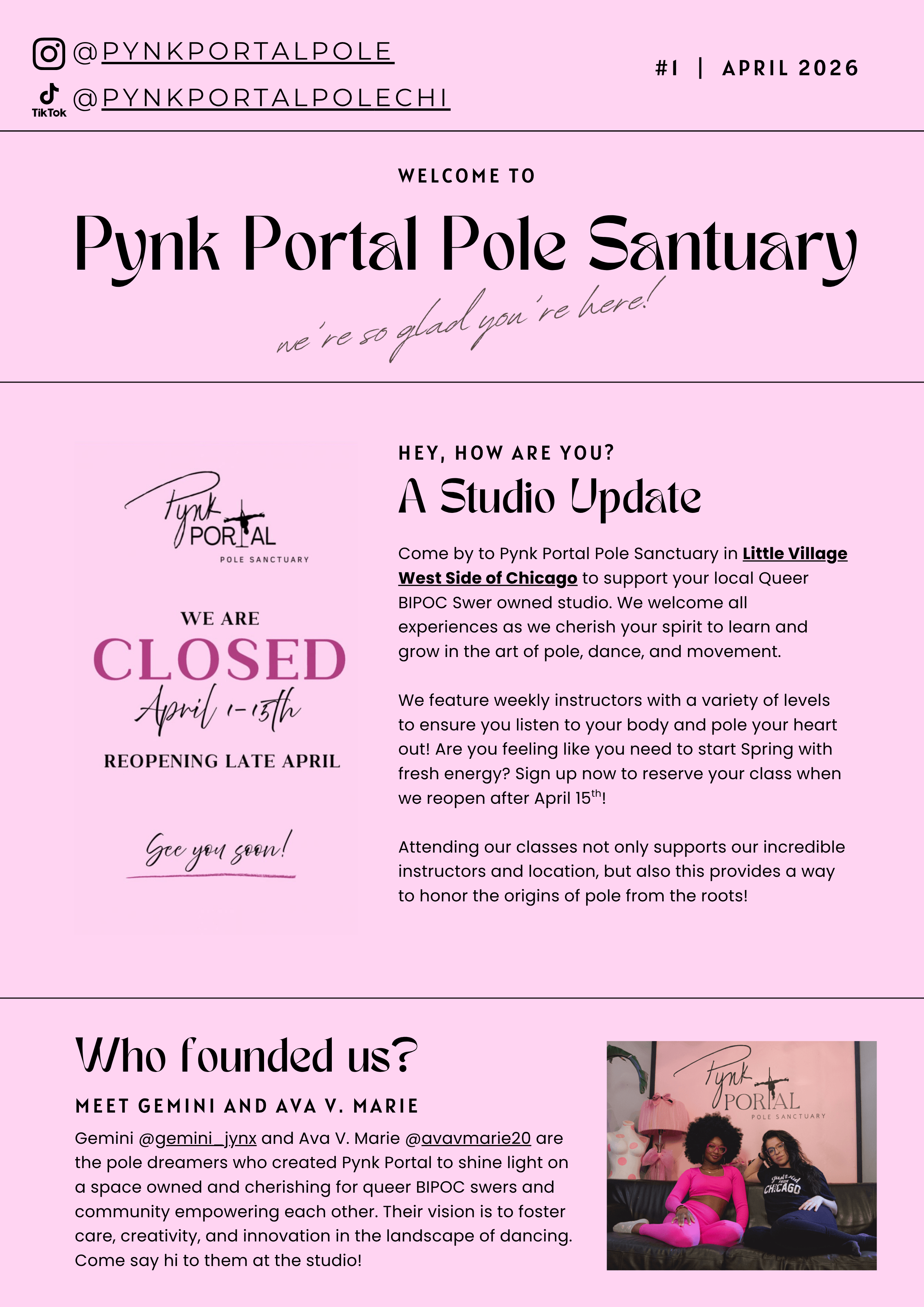 April 2026 Newsletter (Page 1)