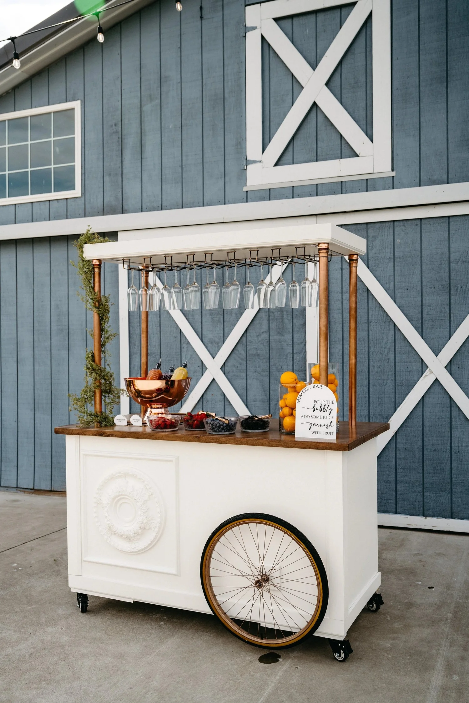 Lark & Libations custom handcrafted bar cart