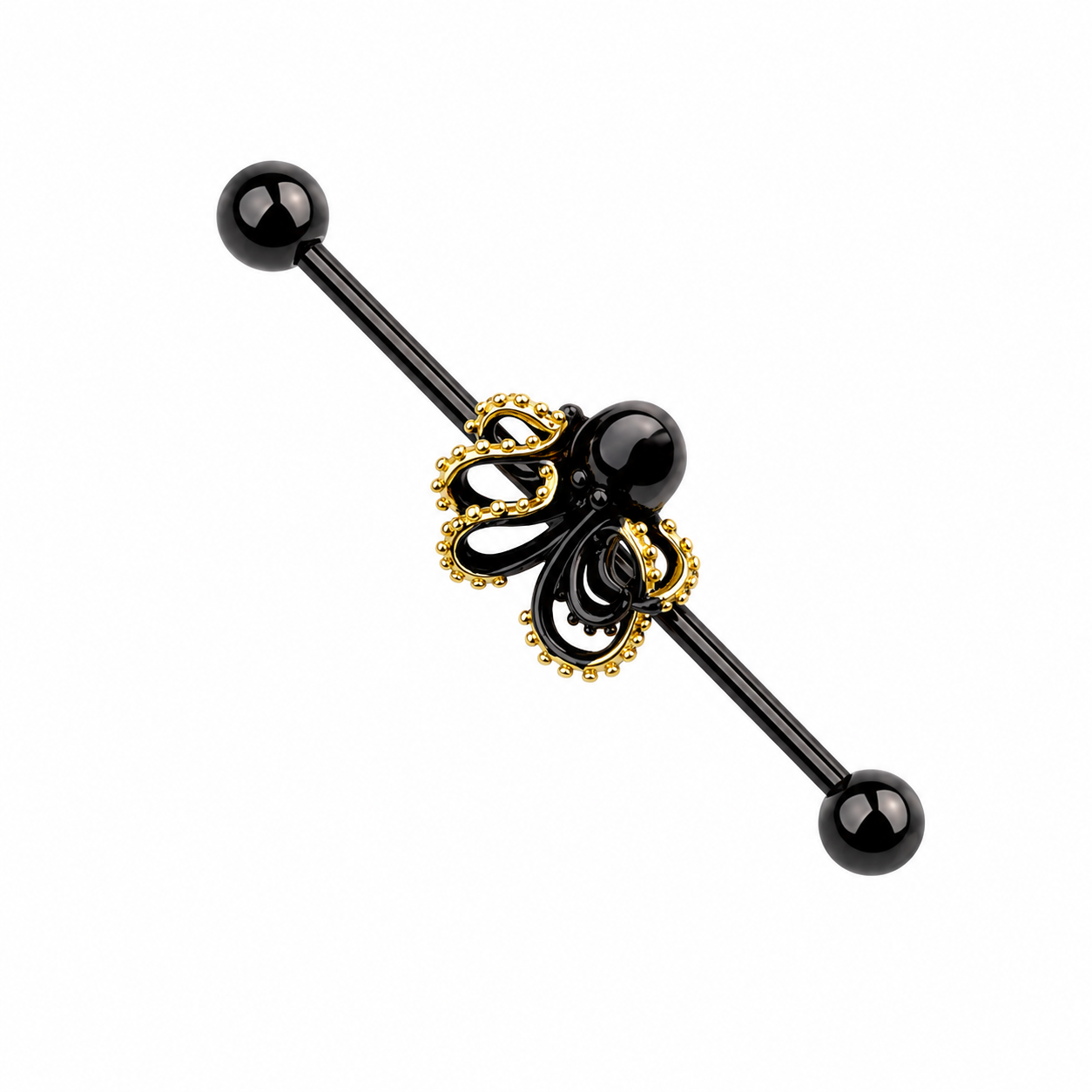 Black & Gold Octopus Industrial Barbell