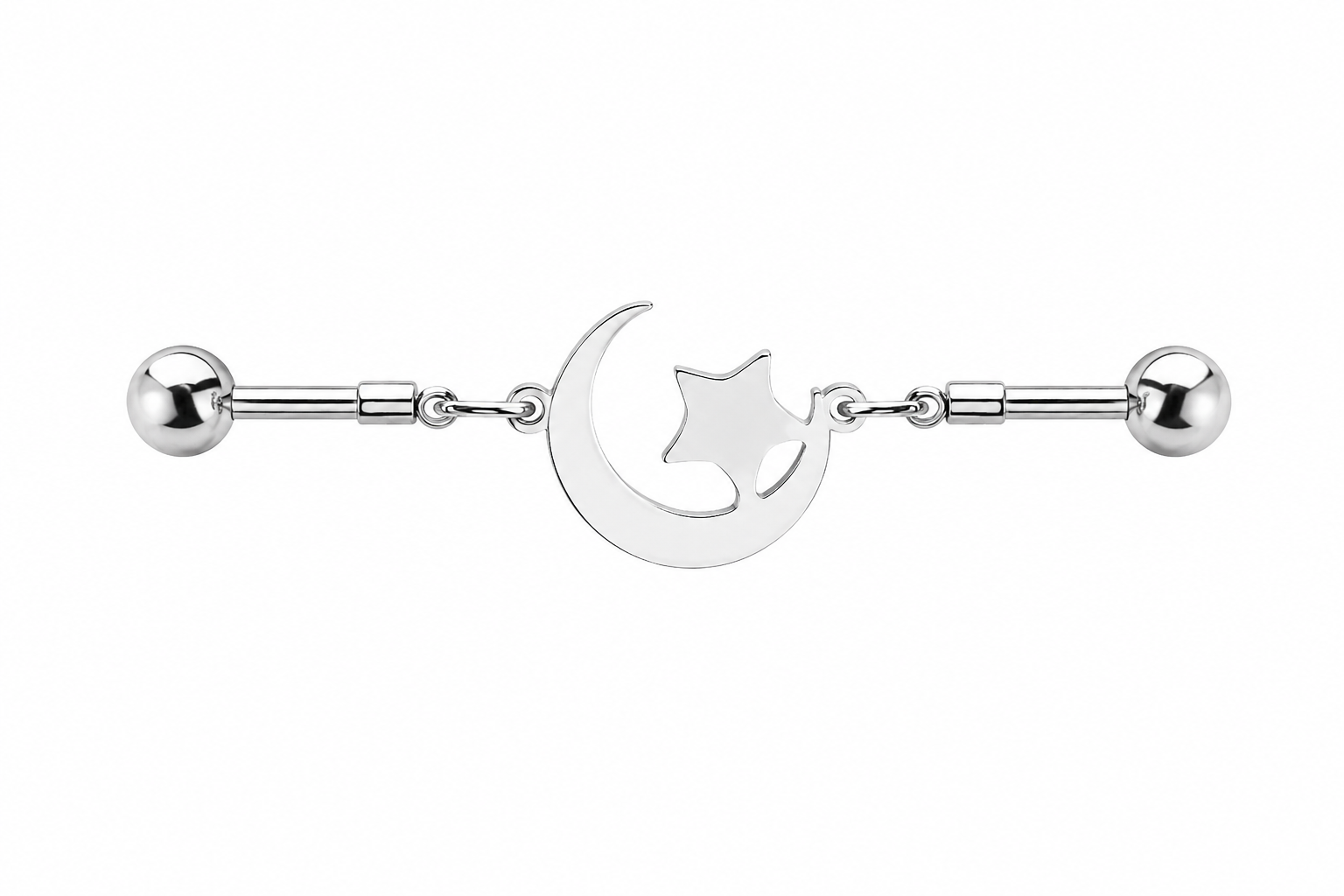 Crescent Moon & Star Industrial Barbell