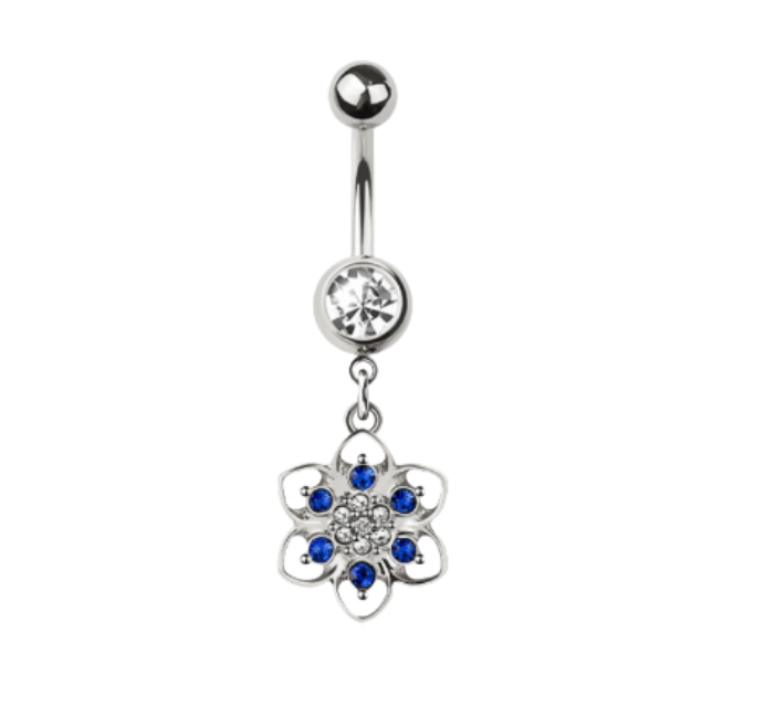 Floral Charm Crystal Belly Ring