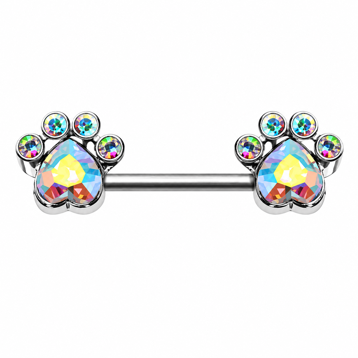 Dazzling Paw Print Nipple Ring Pair/Set of 2