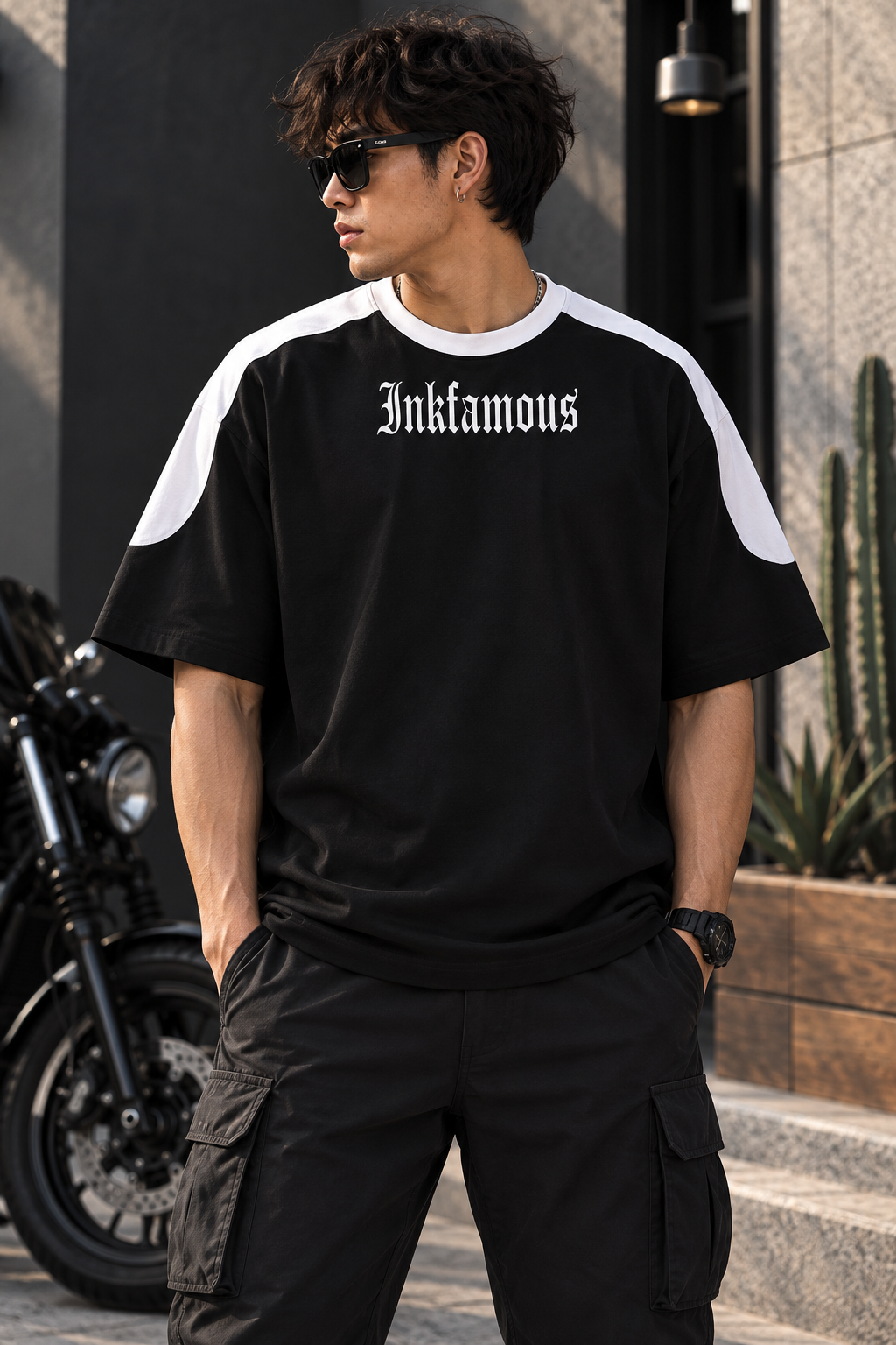 Inkfamous Skull Warrior Black T-Shirt front.png