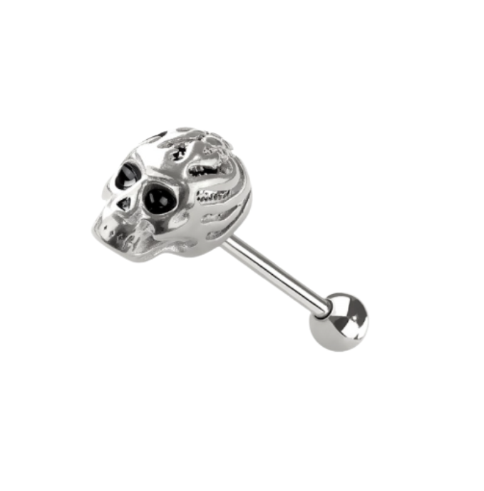 316L SURGICAL STEEL SKULL HEAD TONGUE BARBEL Silver.png