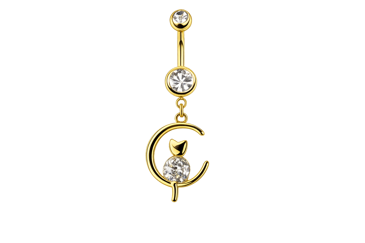 Moonlit Cat Belly Button Ring