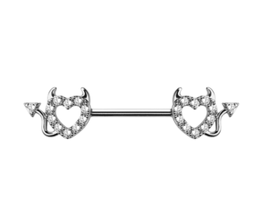 Devil Heart Nipple Barbell Pair/Set of 2