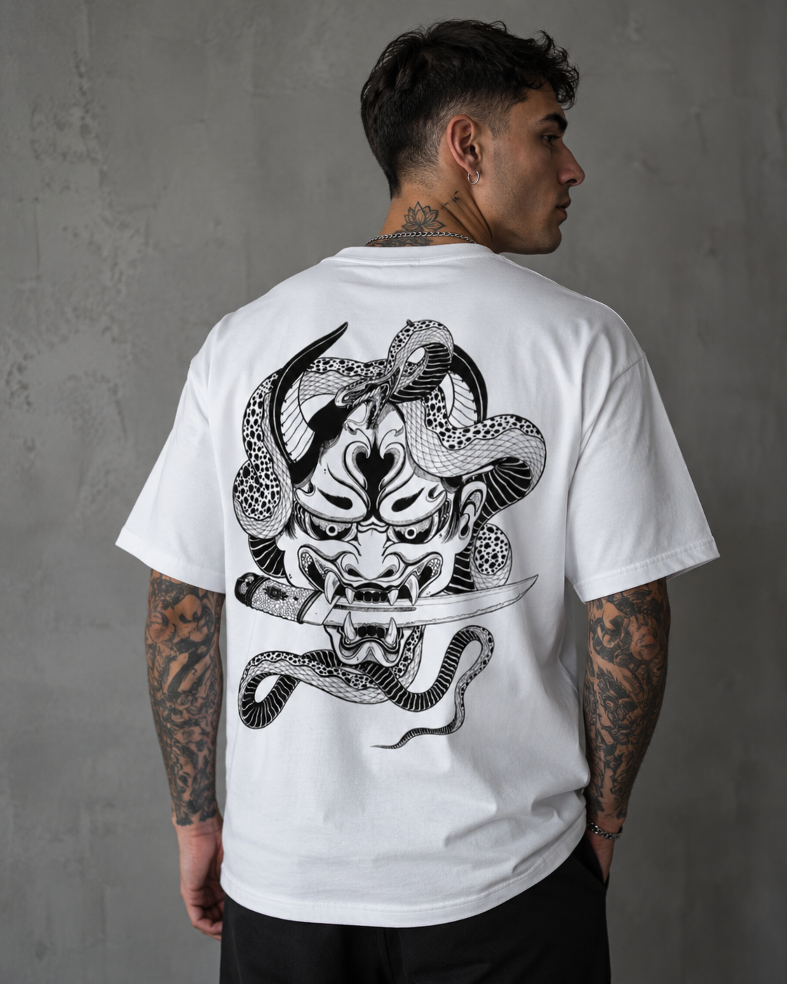 Inkfamous Trad Logo UniMask Snake White T