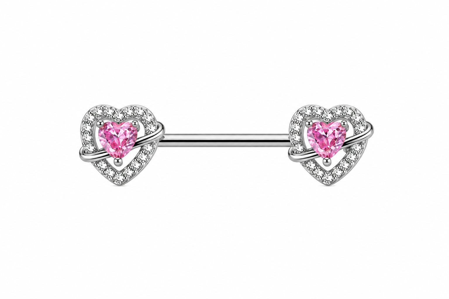 Dazzling Pink Heart Nipple Ring