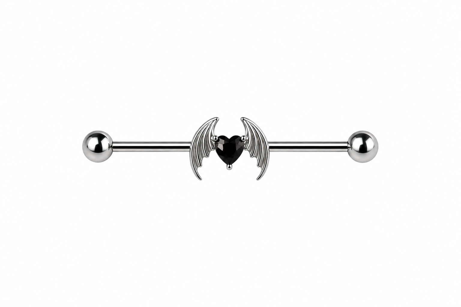 Bat Wing Heart Industrial Barbell