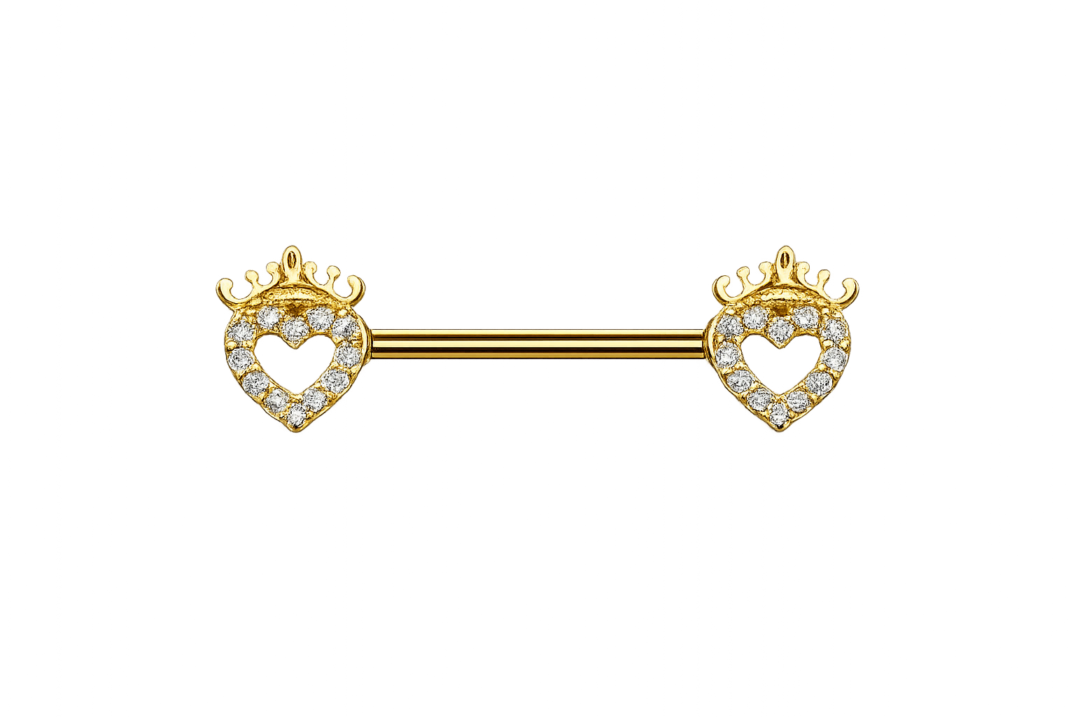 Crowned Heart Zircon Nipple Barbell Pair/set of 2
