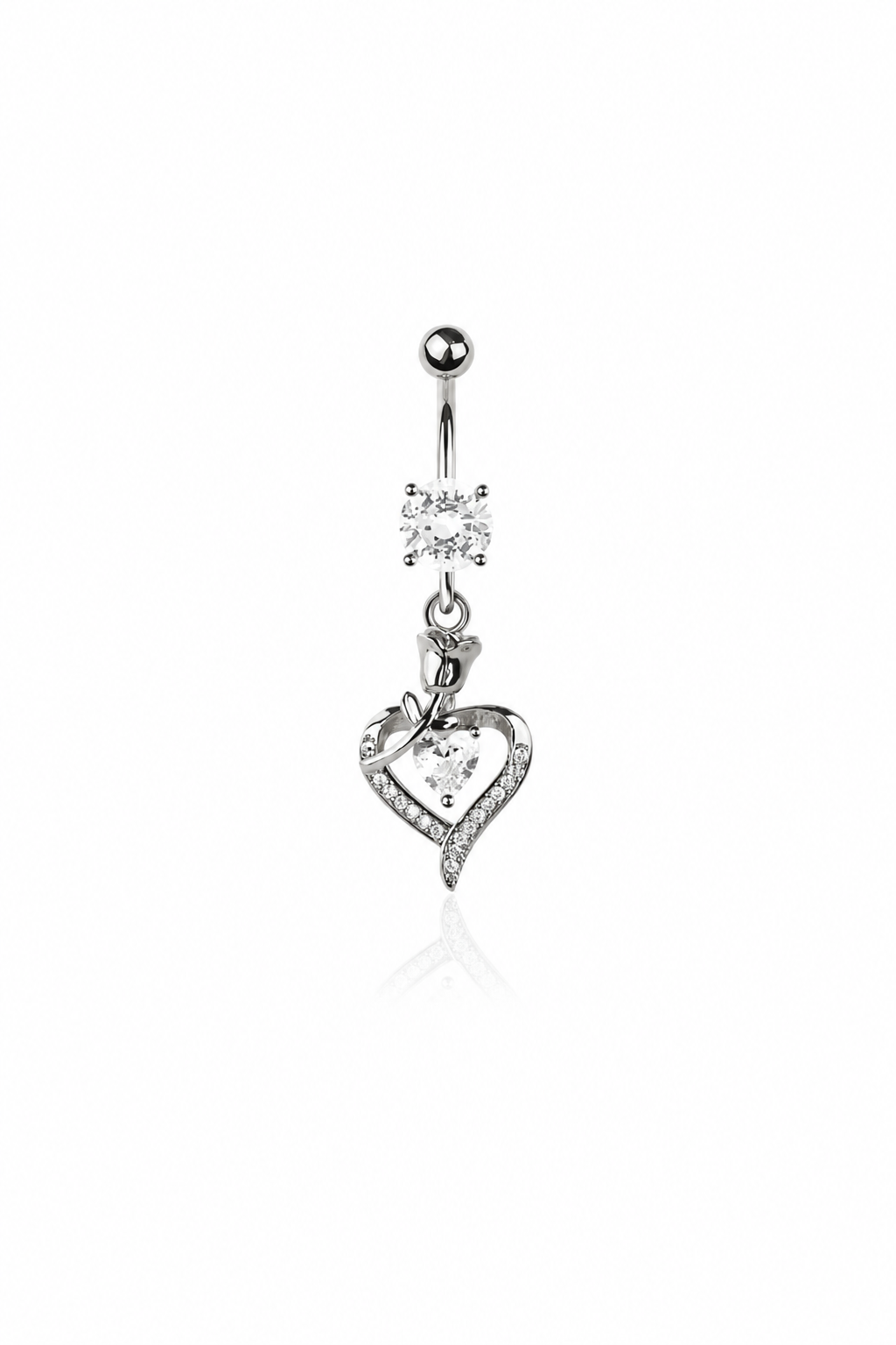 Heart Crystal Dangle Belly Button Ring