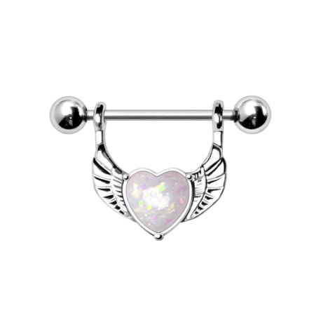 316L Stainless Steel White Synthetic Opal Winged Heart Nipple Ring.png