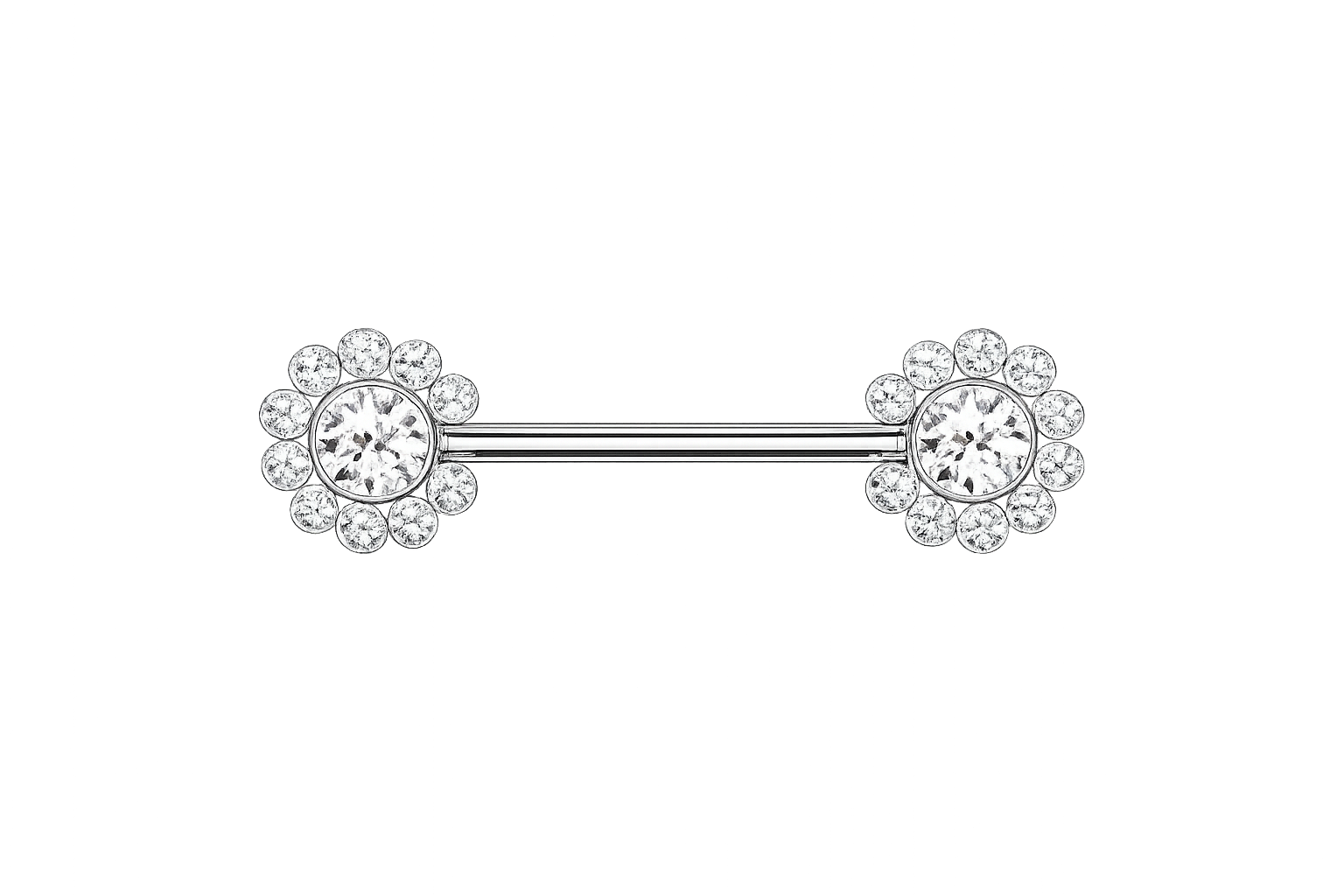 Crystal Flower Nipple Barbell Pair/set of 2