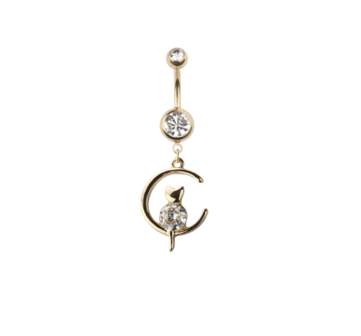 Moonlit Cat Belly Button Ring