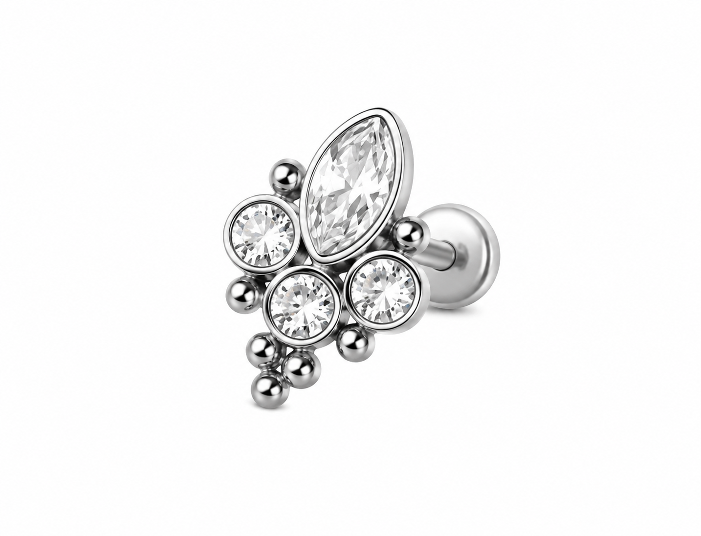 Titanium Sarai Pear Threadless Push Pin Labret 18G + Free Taper