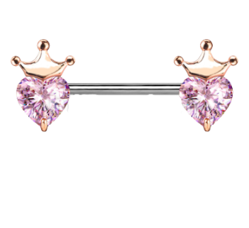 Heart Crown Nipple Barbell Pair/set of 2