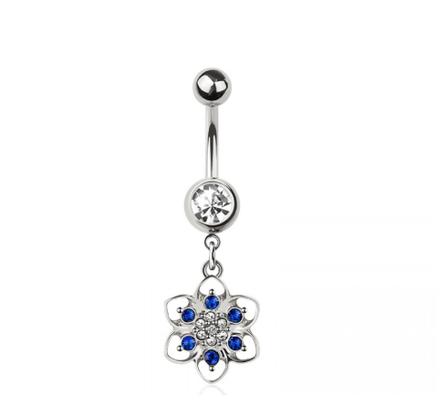 Floral Charm Crystal Belly Ring