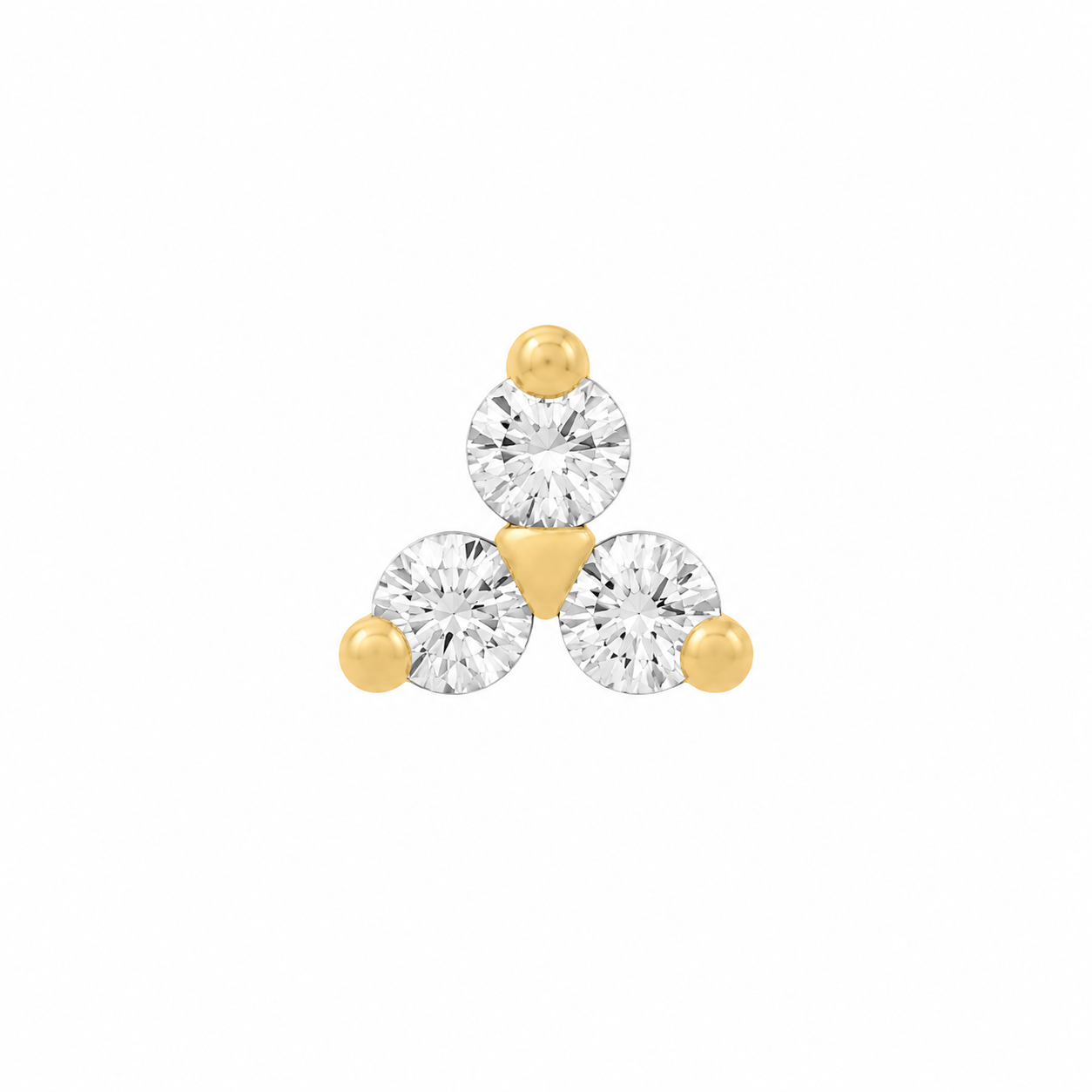 Junipurr Trinity White CZ End – 14K Gold