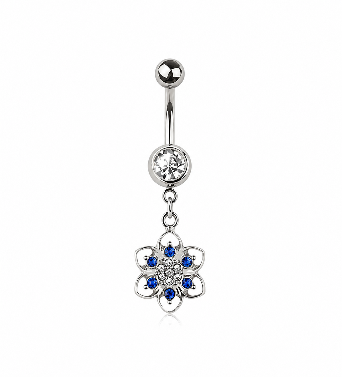 Floral Charm Crystal Belly Ring