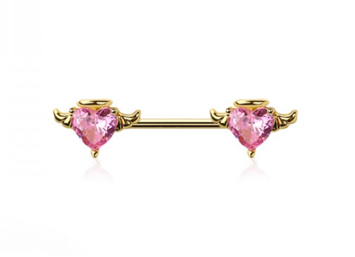 Angel Heart Winged Nipple Barbell Pair/set of 2