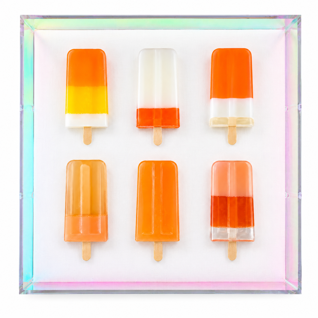 Vibrant Popsicle Resin Art In A Rainbow Acrylic Display Case