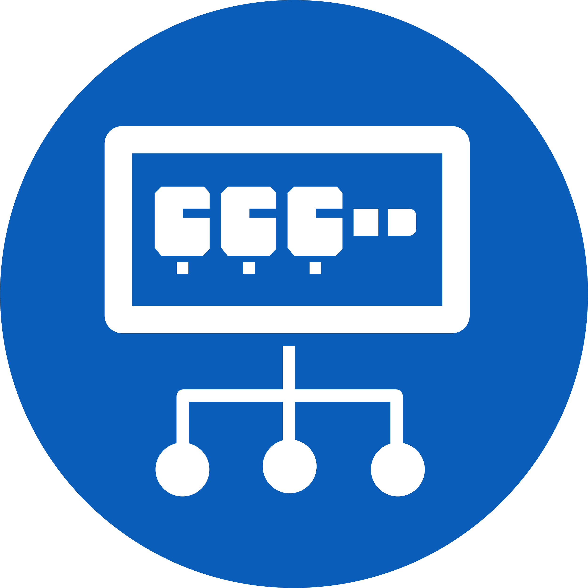 Network management icon showing a monitor with network devices and connections.